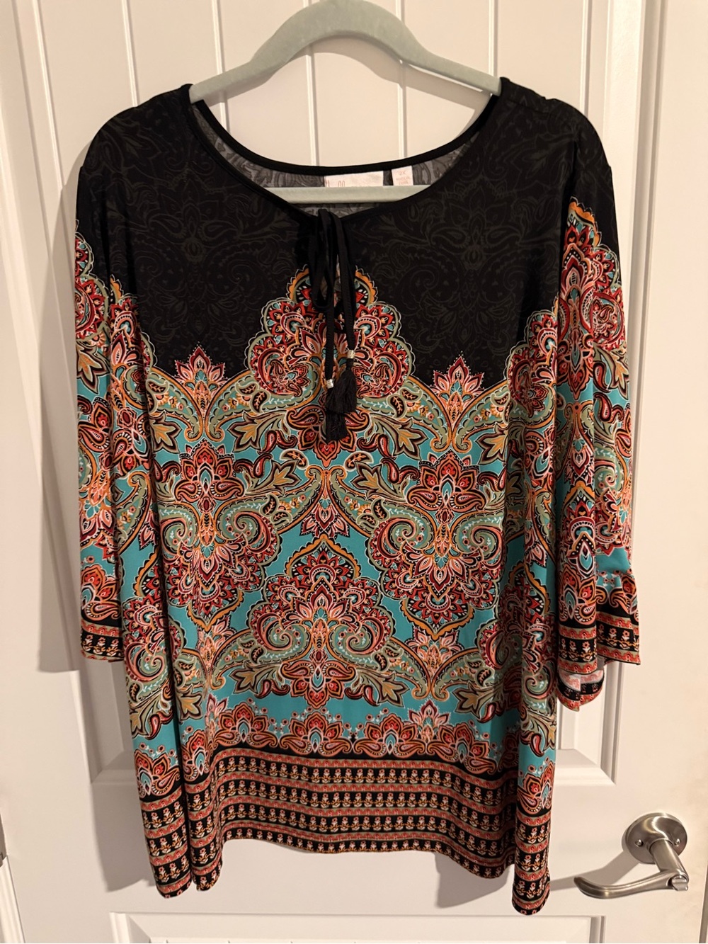 Belle by Kim Gravel Paisley Tassel Top — 2X